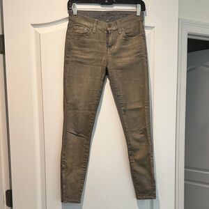 7 For All Mankind Tan and Green Skinny Jeans